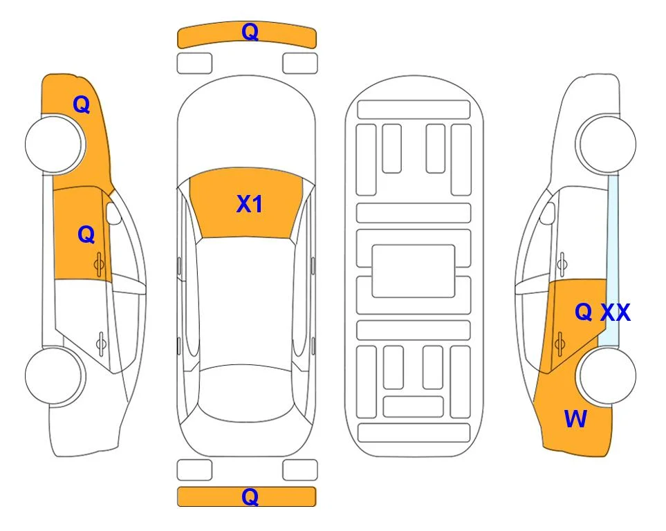 Схема кузова с отметками аукциона Lotte Auto Auction