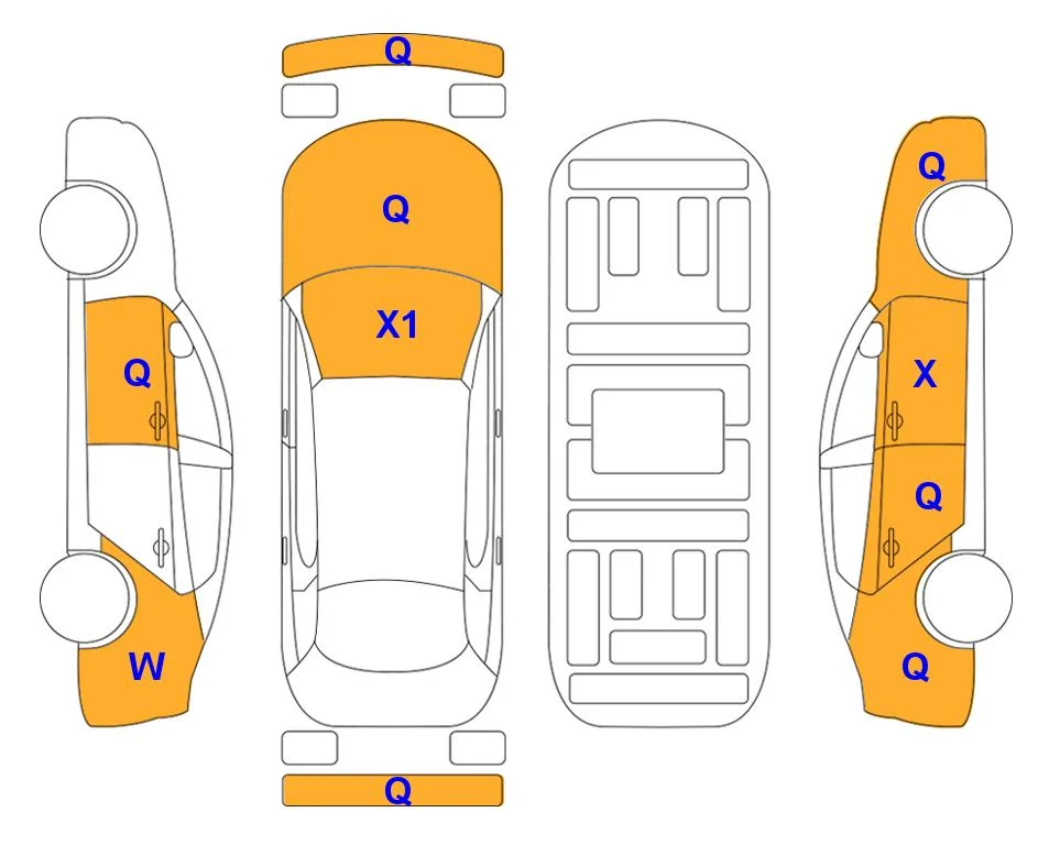 Схема кузова с отметками аукциона Lotte Auto Auction