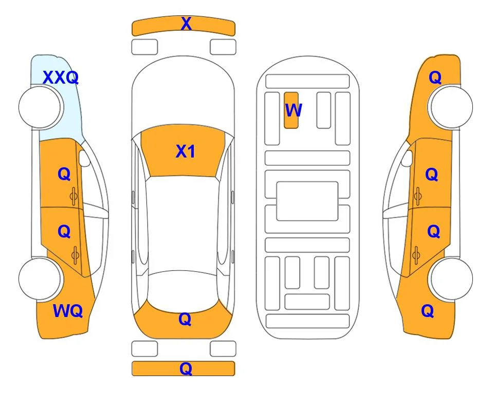 Схема кузова с отметками аукциона Lotte Auto Auction