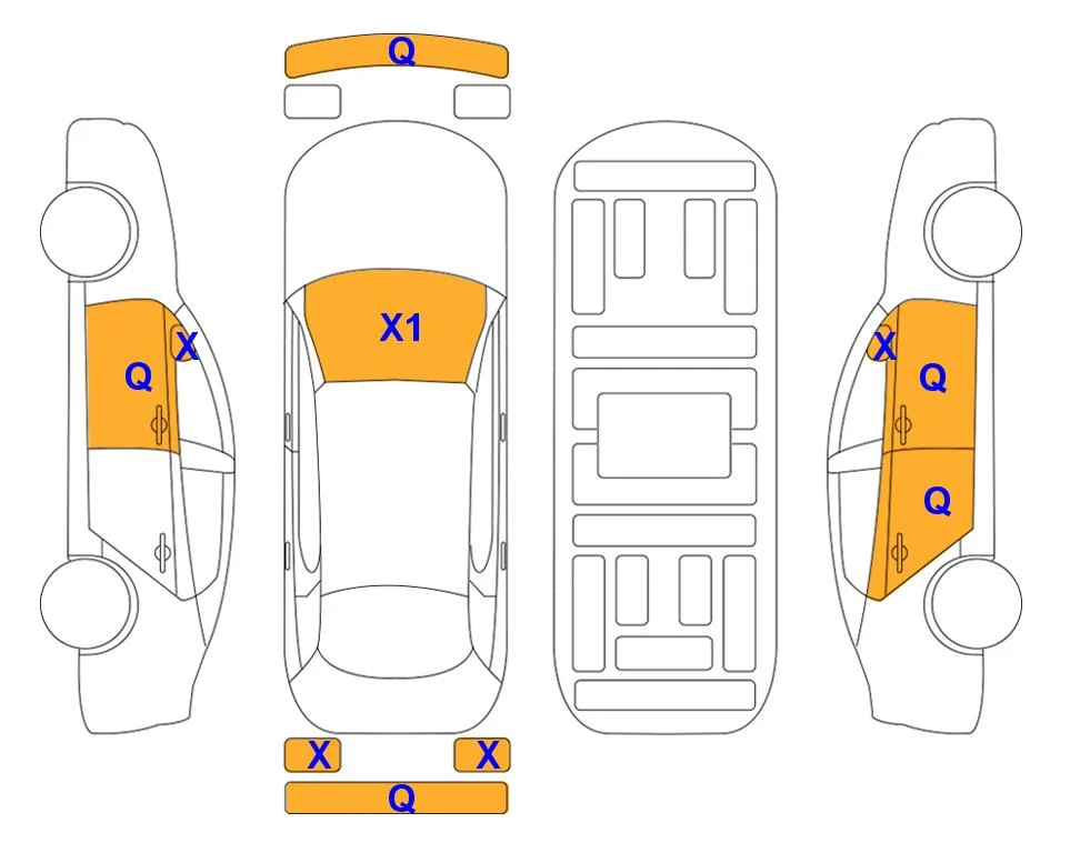 Body diagram with the marks of Lotte Auto Auction