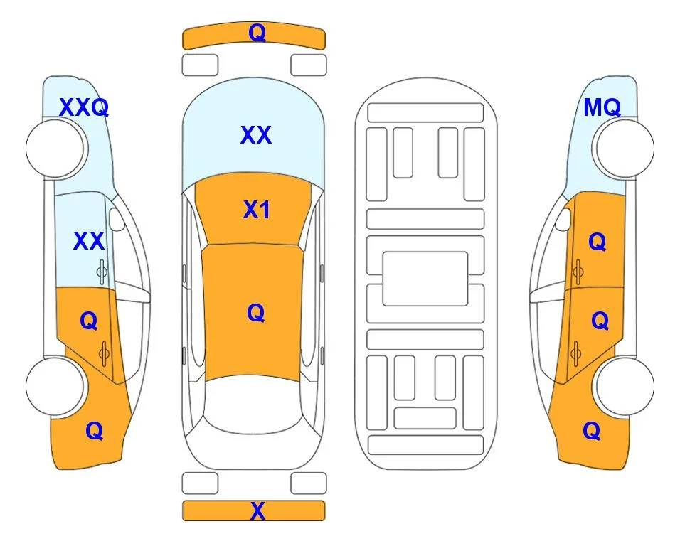 Схема кузова с отметками аукциона Lotte Auto Auction