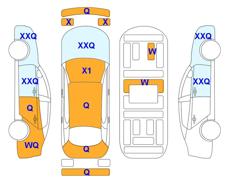 Схема кузова с отметками аукциона Lotte Auto Auction