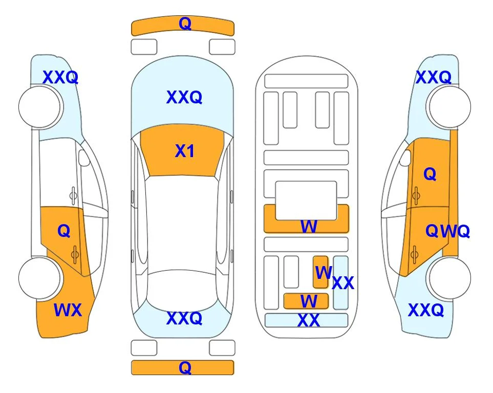 Схема кузова с отметками аукциона Lotte Auto Auction