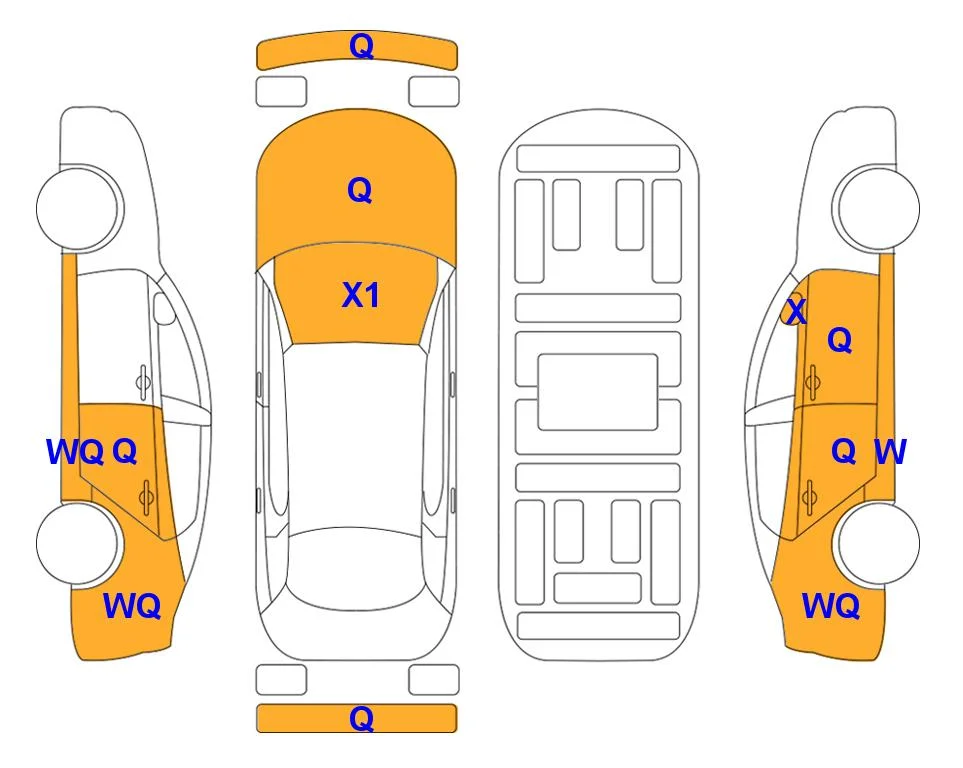 Схема кузова с отметками аукциона Lotte Auto Auction