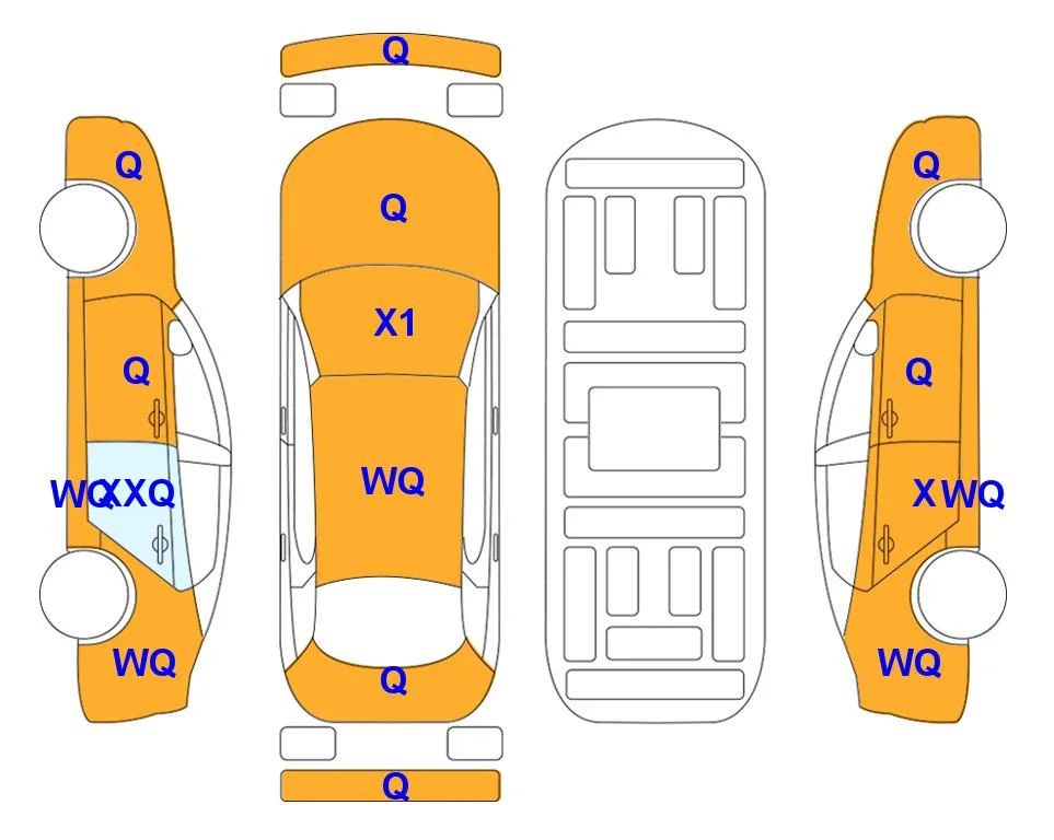 Схема кузова с отметками аукциона Lotte Auto Auction