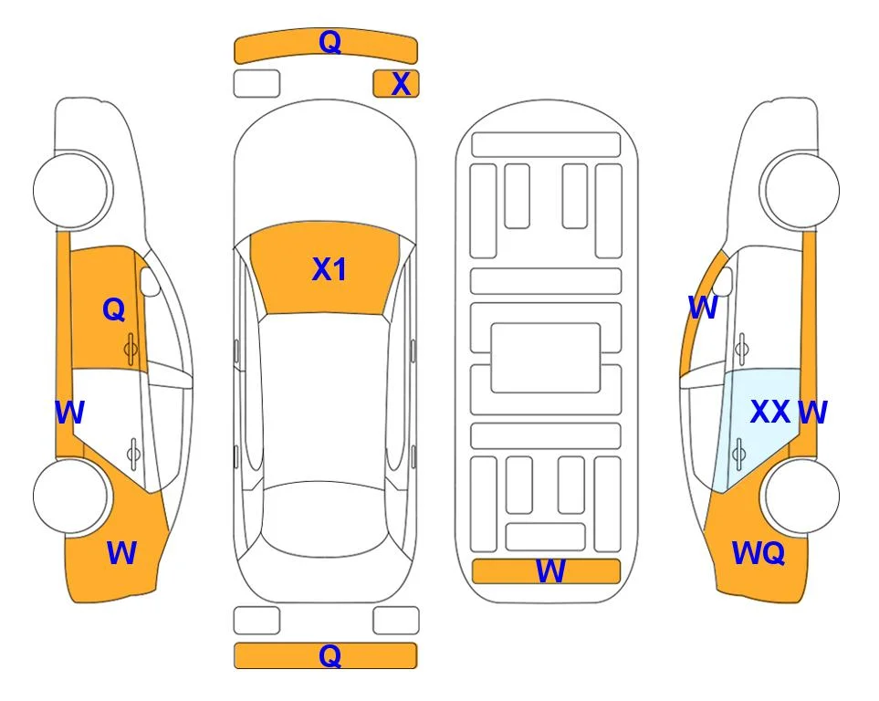 Схема кузова с отметками аукциона Lotte Auto Auction
