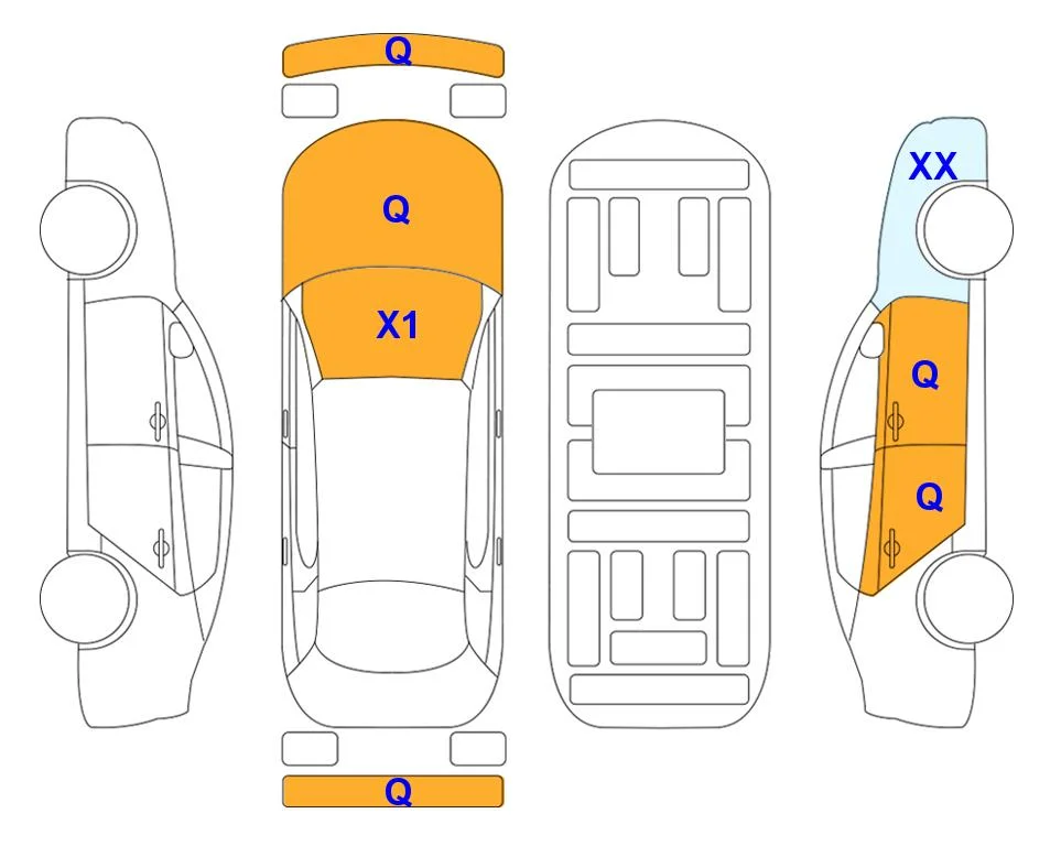 Схема кузова с отметками аукциона Lotte Auto Auction