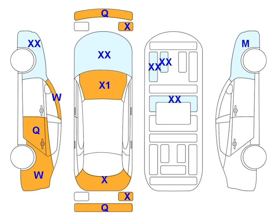 Схема кузова с отметками аукциона Lotte Auto Auction