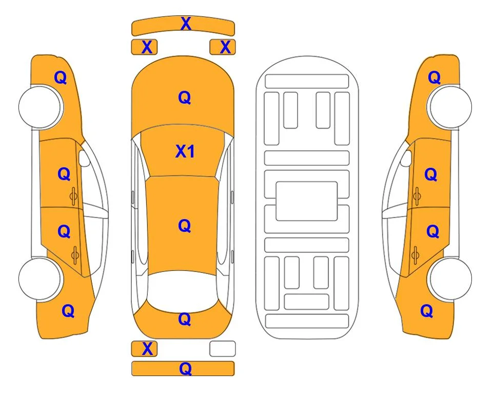 Схема кузова с отметками аукциона Lotte Auto Auction