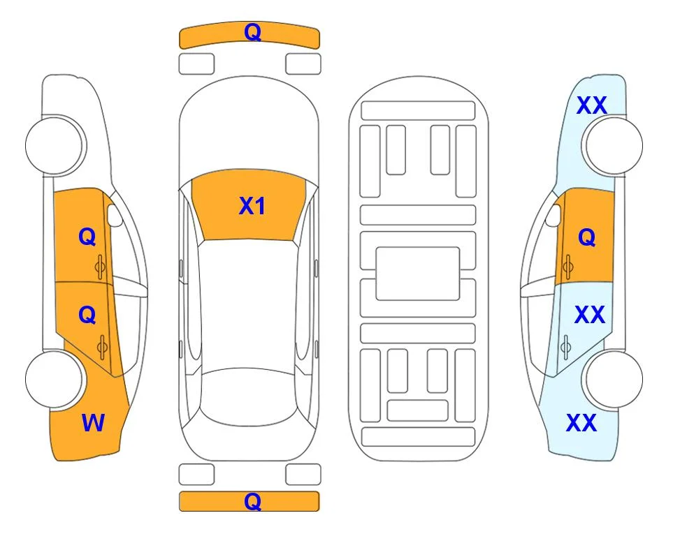 Body diagram with the marks of Lotte Auto Auction