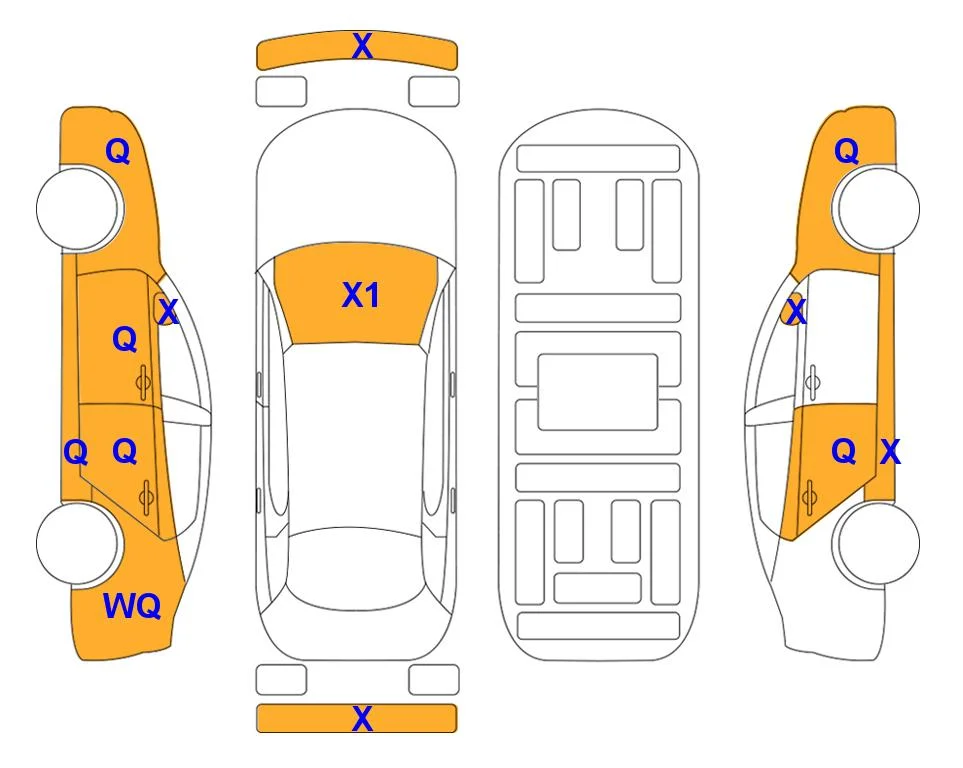 Схема кузова с отметками аукциона Lotte Auto Auction