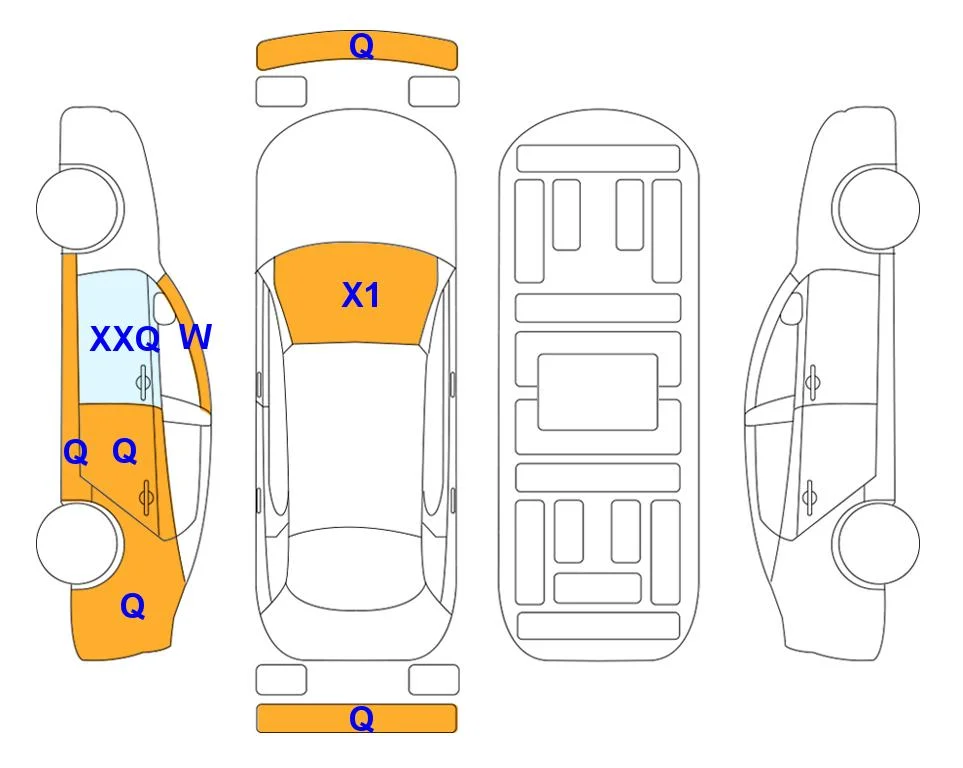 Схема кузова с отметками аукциона Lotte Auto Auction