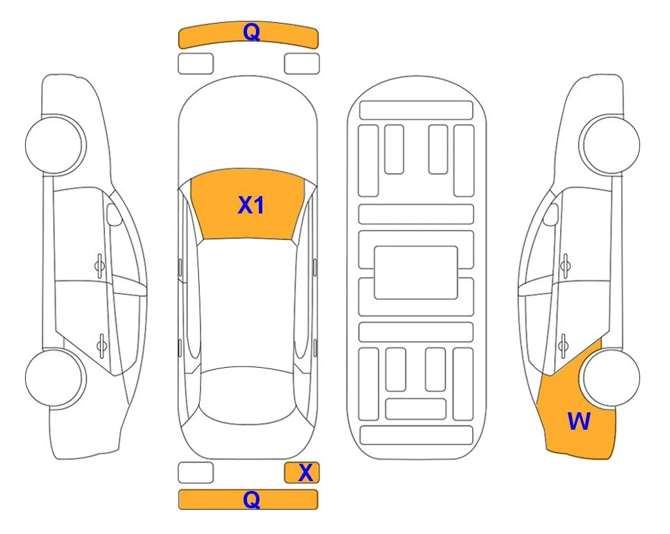 Body diagram with the marks of Lotte Auto Auction