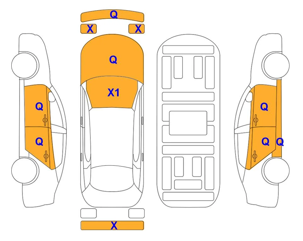 Схема кузова с отметками аукциона Lotte Auto Auction