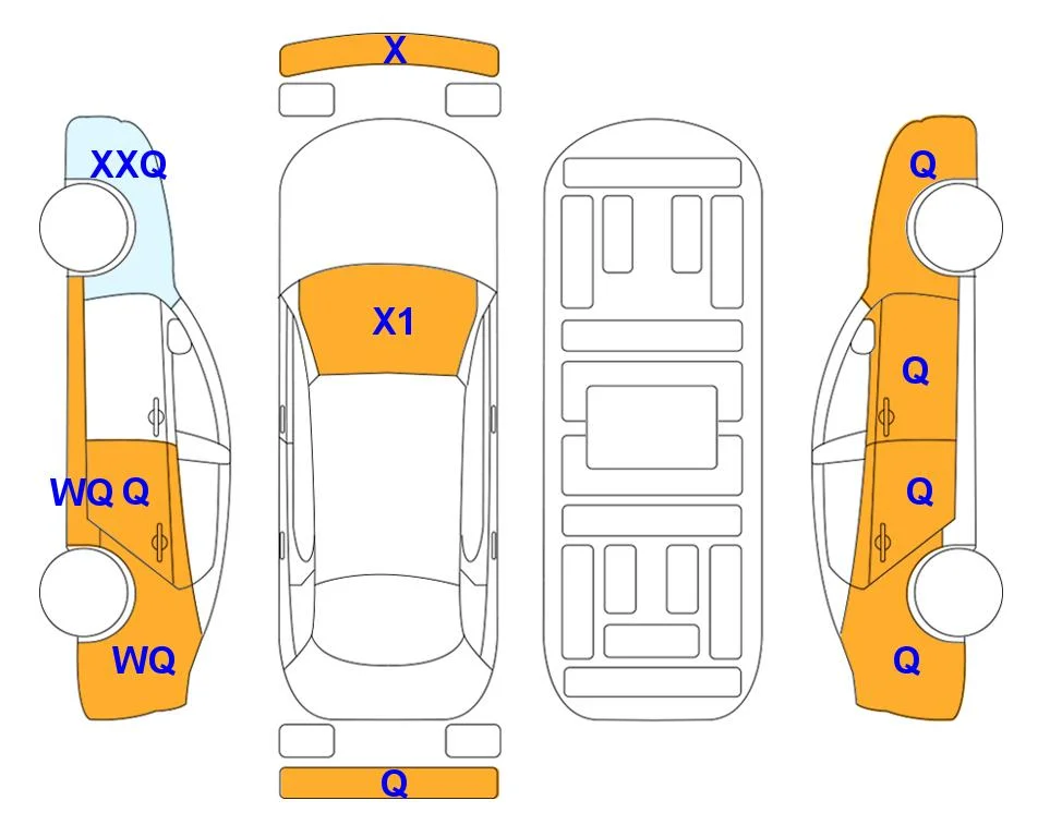 Body diagram with the marks of Lotte Auto Auction