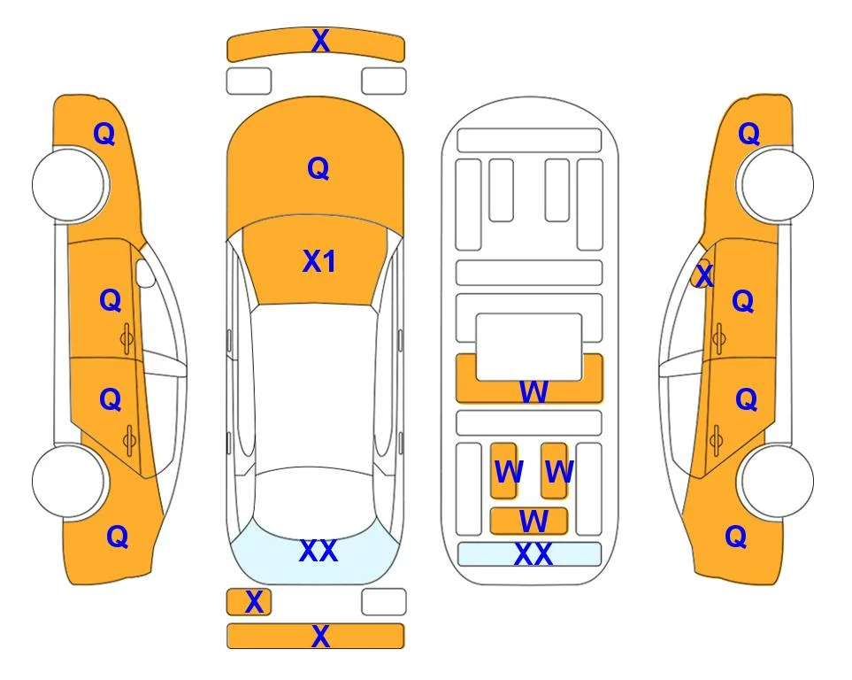 Схема кузова с отметками аукциона Lotte Auto Auction