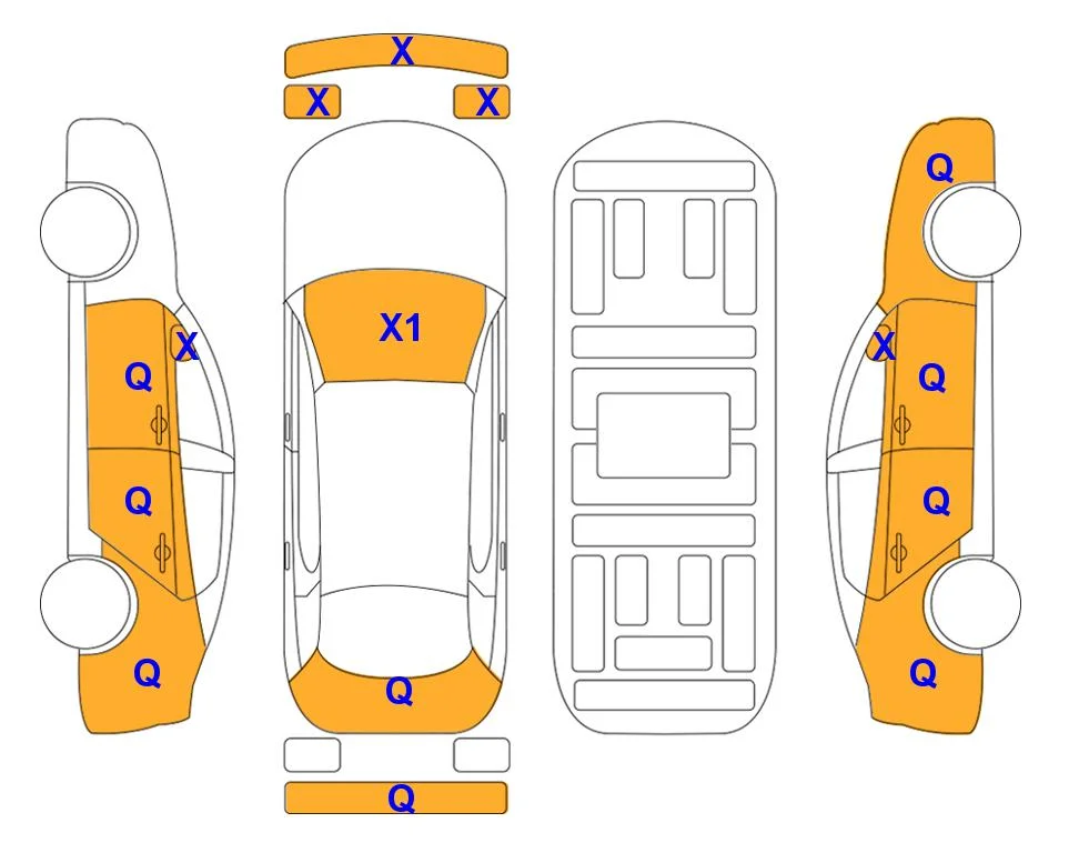 Схема кузова с отметками аукциона Lotte Auto Auction