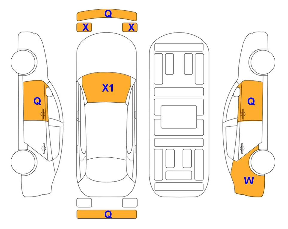 Схема кузова с отметками аукциона Lotte Auto Auction