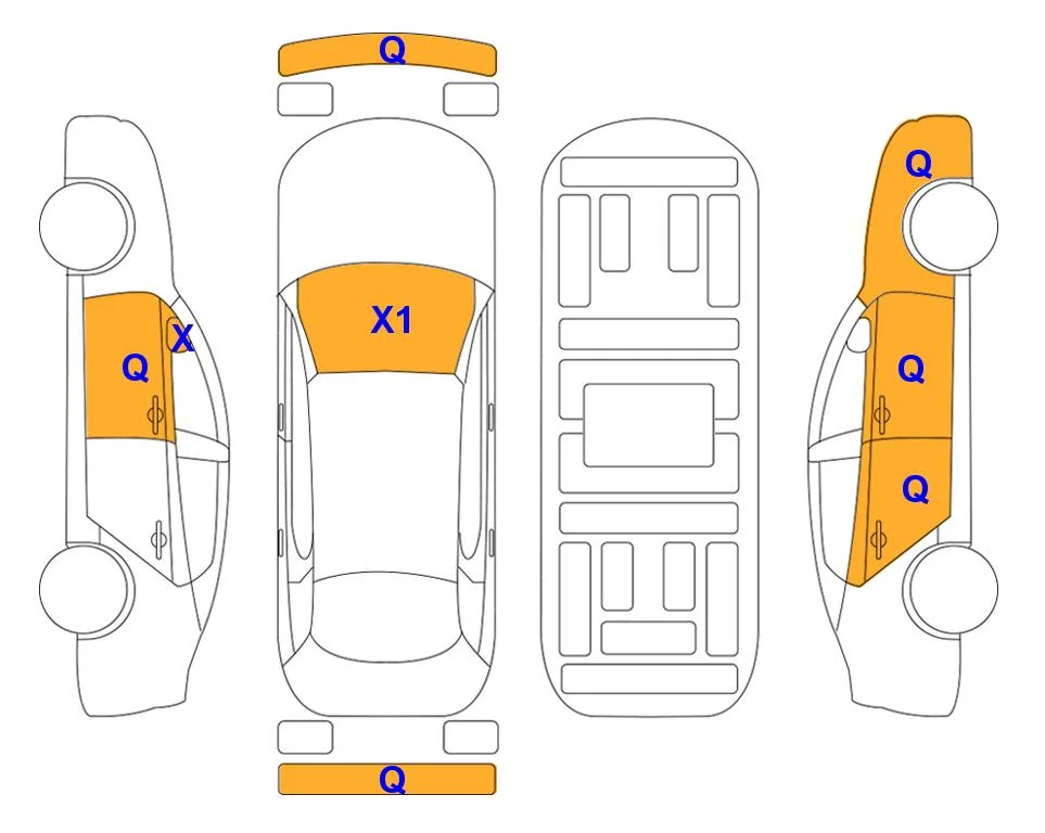 Схема кузова с отметками аукциона Lotte Auto Auction