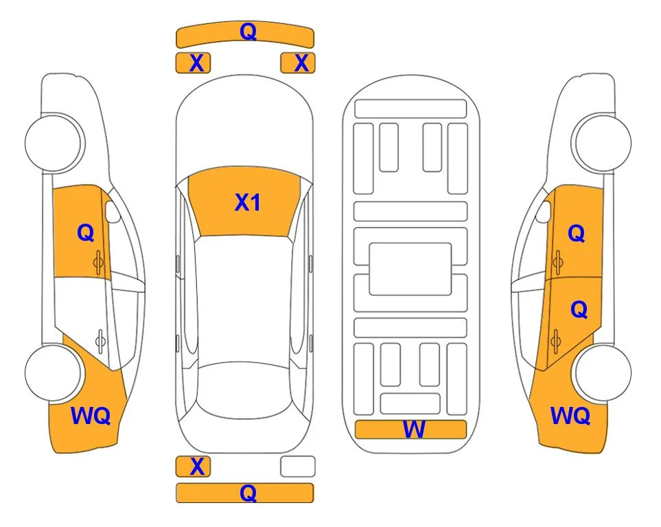 Body diagram with the marks of Lotte Auto Auction