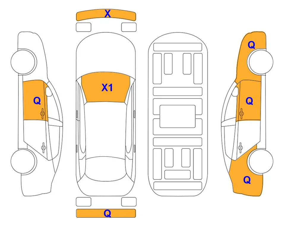 Схема кузова с отметками аукциона Lotte Auto Auction