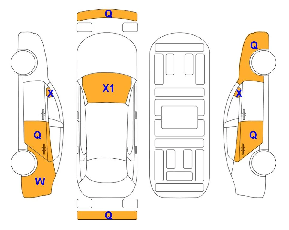 Body diagram with the marks of Lotte Auto Auction
