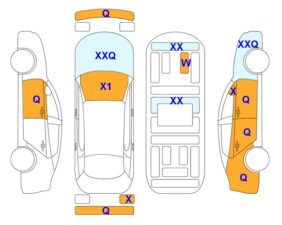 Схема кузова с отметками аукциона Lotte Auto Auction