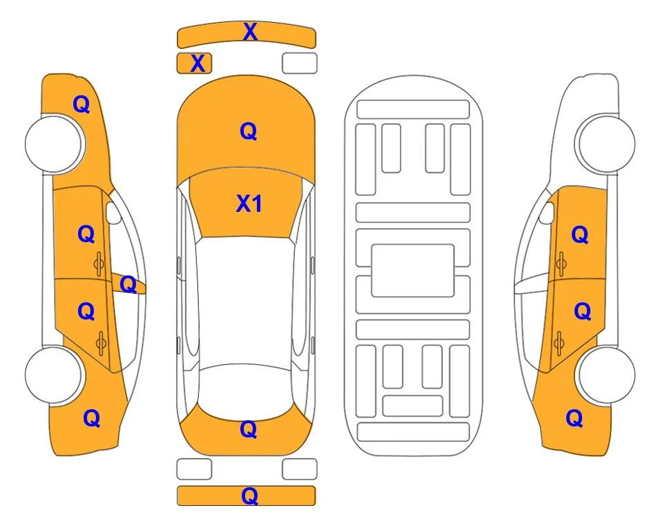 Схема кузова с отметками аукциона Lotte Auto Auction