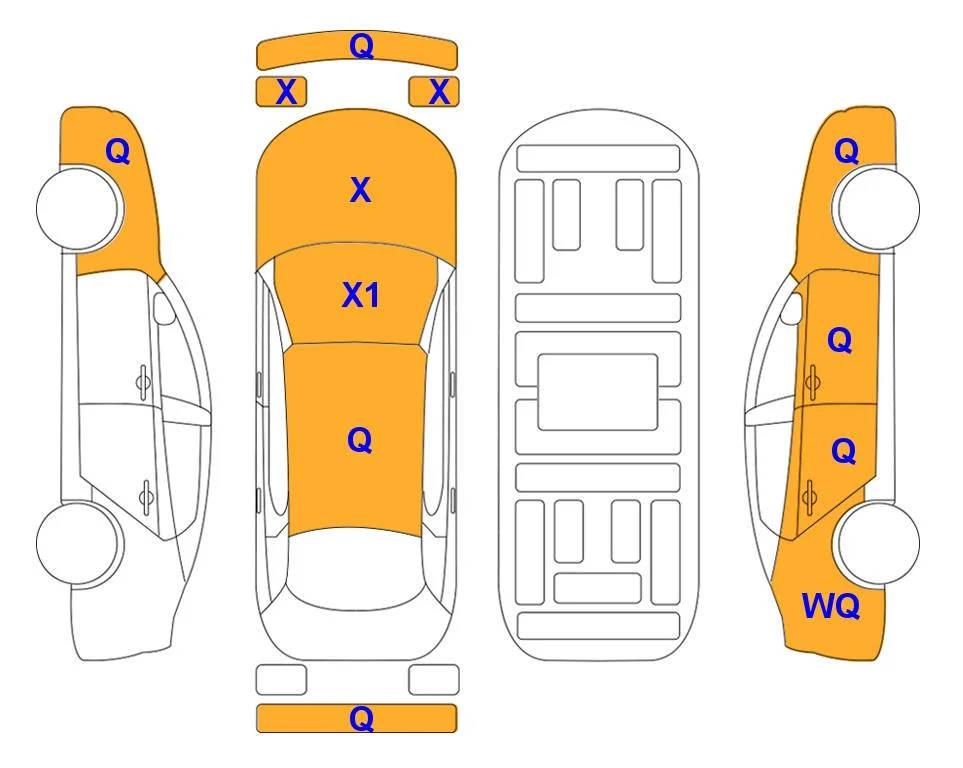 Схема кузова с отметками аукциона Lotte Auto Auction