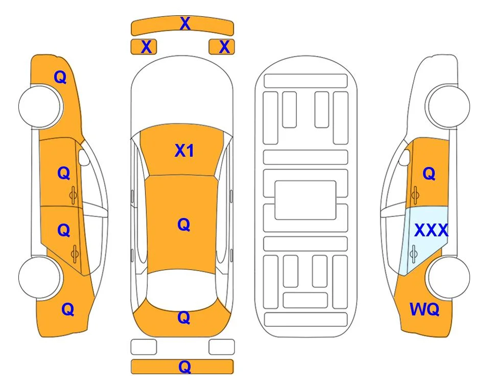 Схема кузова с отметками аукциона Lotte Auto Auction