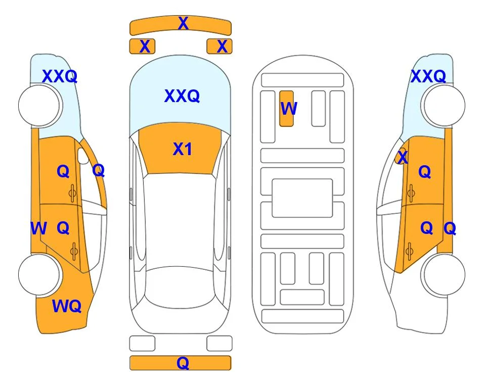 Схема кузова с отметками аукциона Lotte Auto Auction