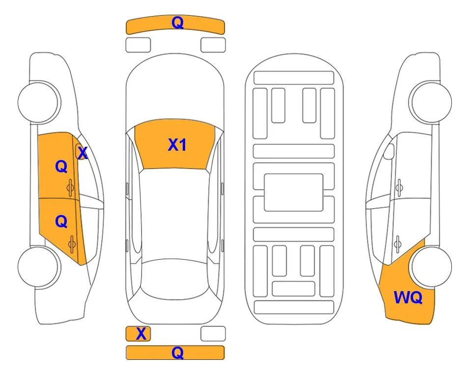 Схема кузова с отметками аукциона Lotte Auto Auction