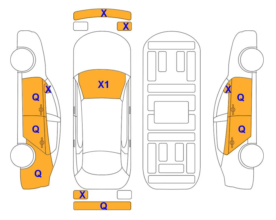 Схема кузова с отметками аукциона Lotte Auto Auction