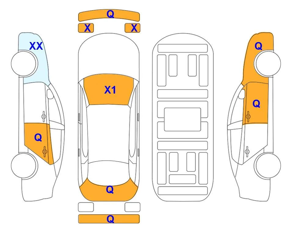 Схема кузова с отметками аукциона Lotte Auto Auction
