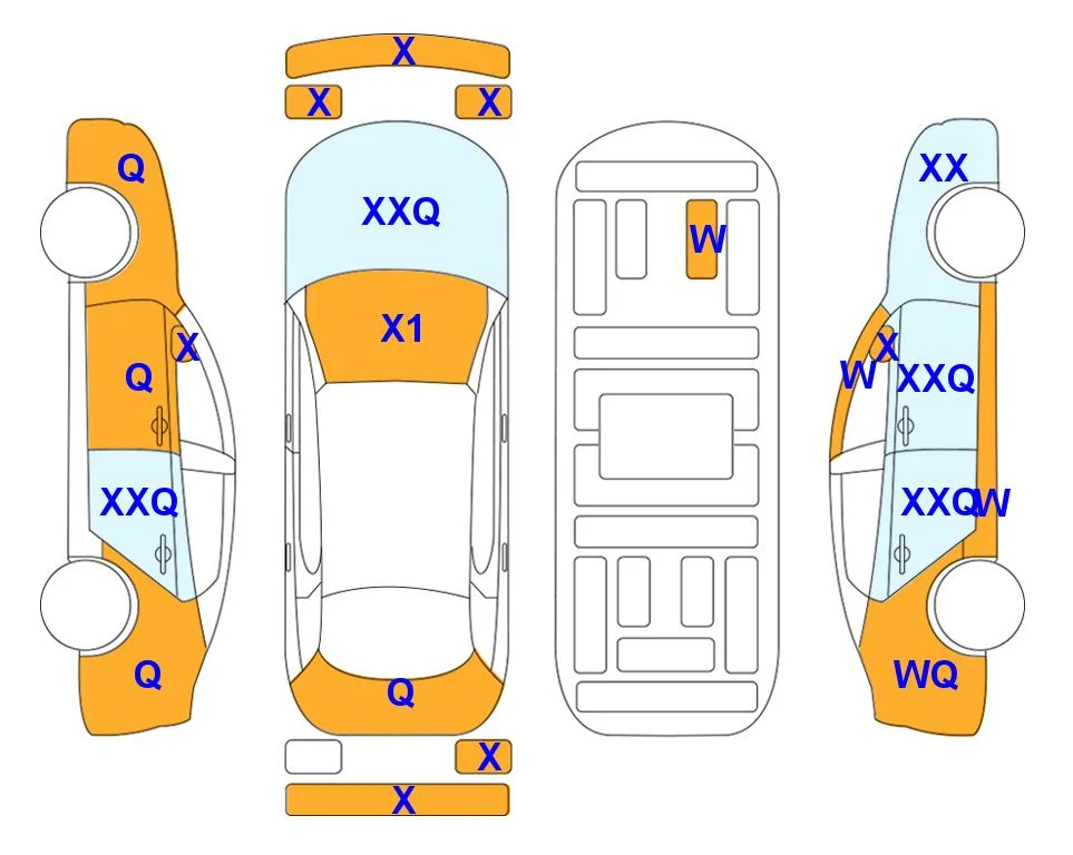 Схема кузова с отметками аукциона Lotte Auto Auction