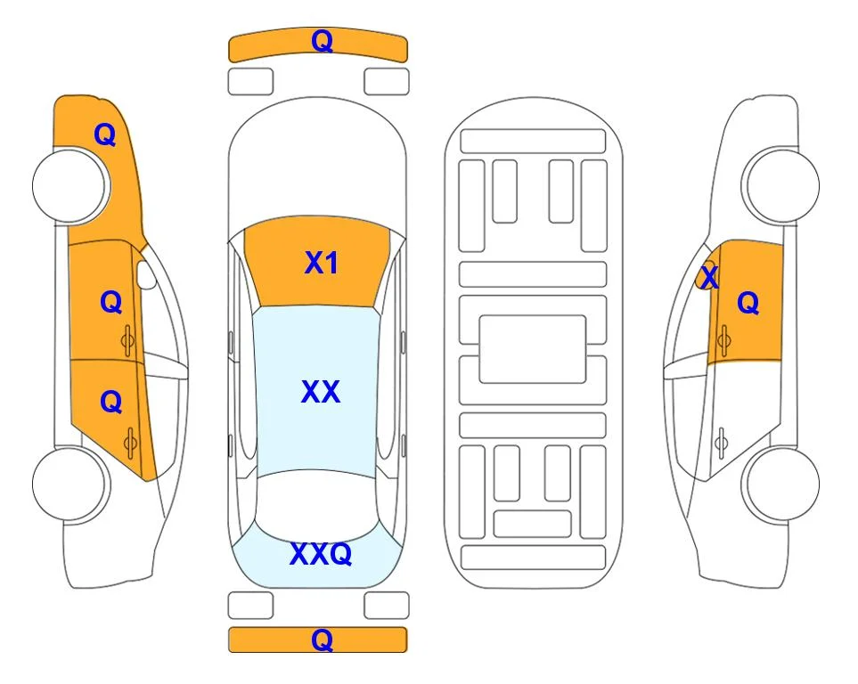 Схема кузова с отметками аукциона Lotte Auto Auction