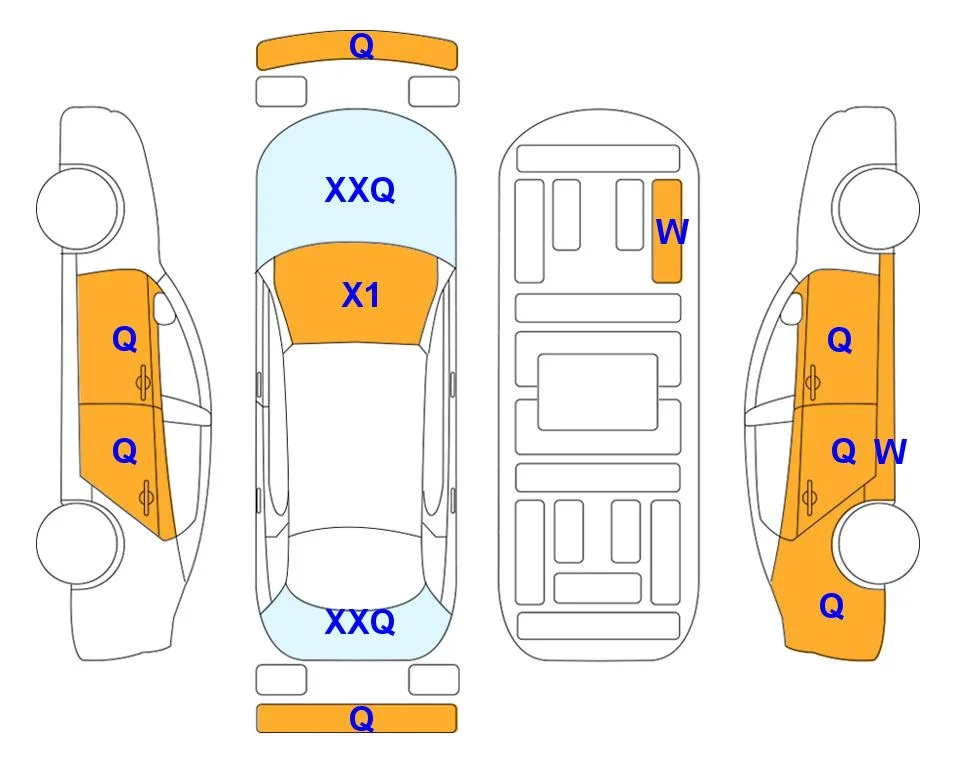 Схема кузова с отметками аукциона Lotte Auto Auction