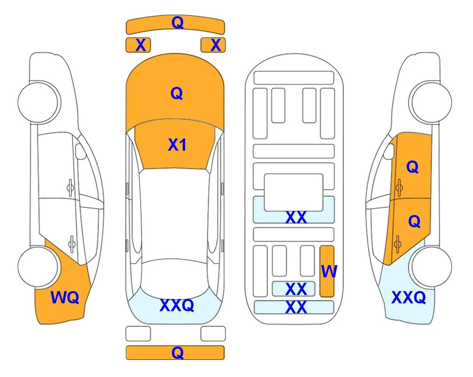 Схема кузова с отметками аукциона Lotte Auto Auction