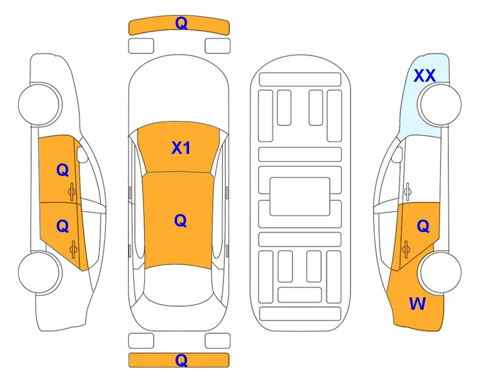 Схема кузова с отметками аукциона Lotte Auto Auction