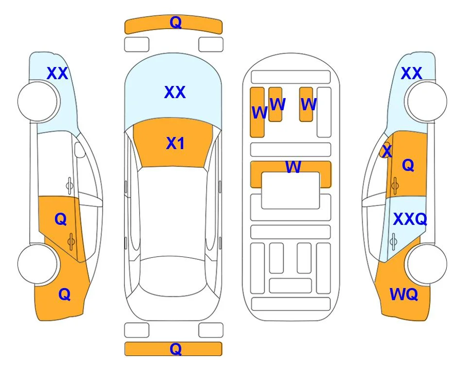 Схема кузова с отметками аукциона Lotte Auto Auction