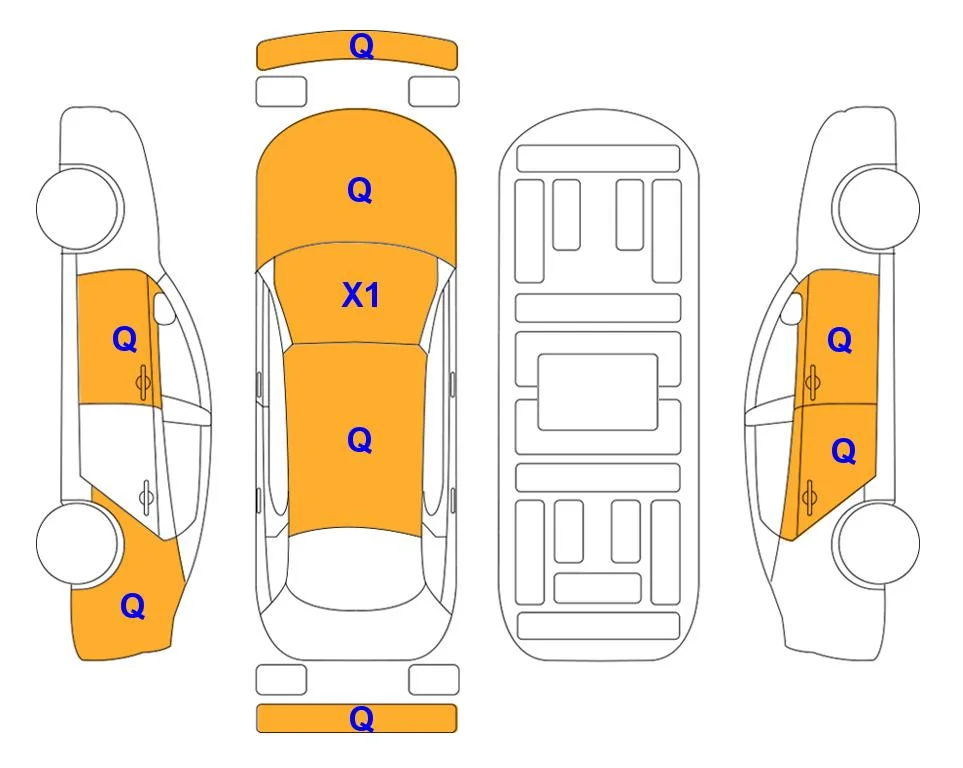 Схема кузова с отметками аукциона Lotte Auto Auction