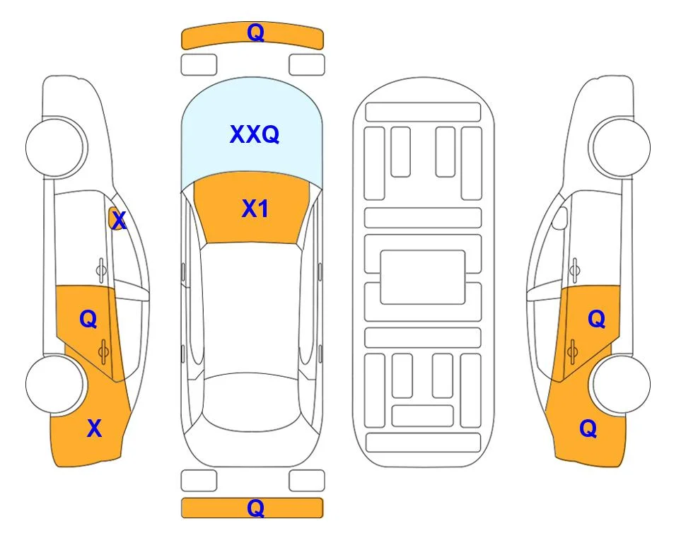 Body diagram with the marks of Lotte Auto Auction