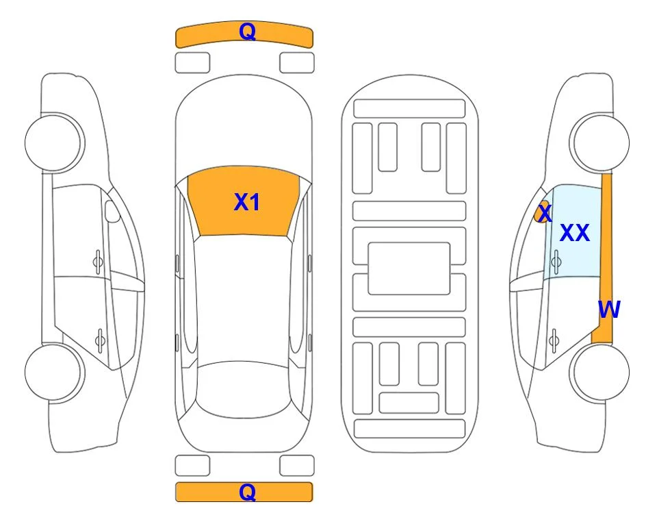 Body diagram with the marks of Lotte Auto Auction