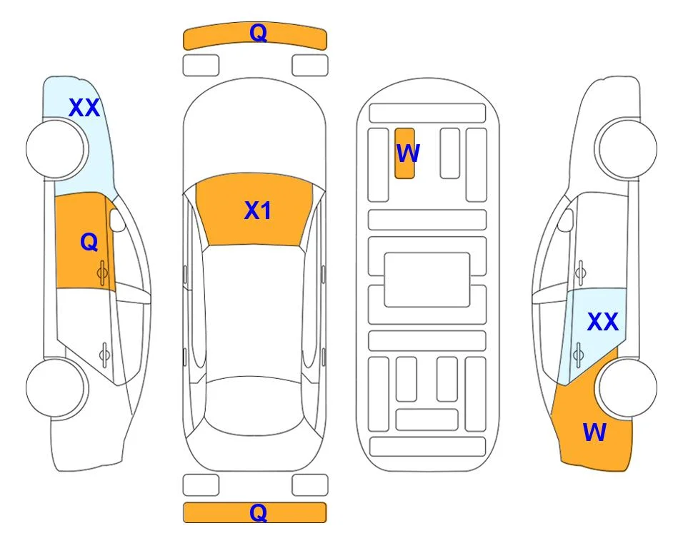 Body diagram with the marks of Lotte Auto Auction