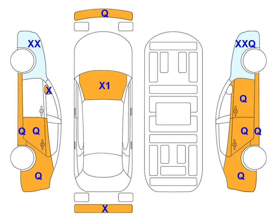 Схема кузова с отметками аукциона Lotte Auto Auction