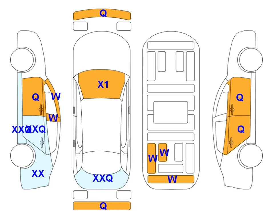 Схема кузова с отметками аукциона Lotte Auto Auction