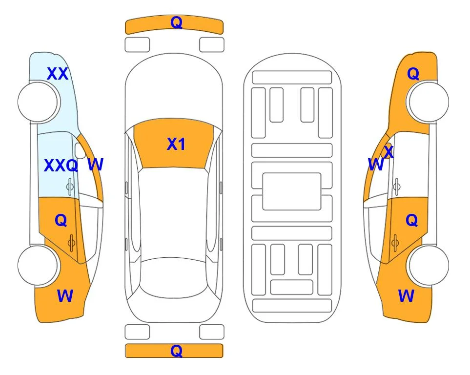 Схема кузова с отметками аукциона Lotte Auto Auction