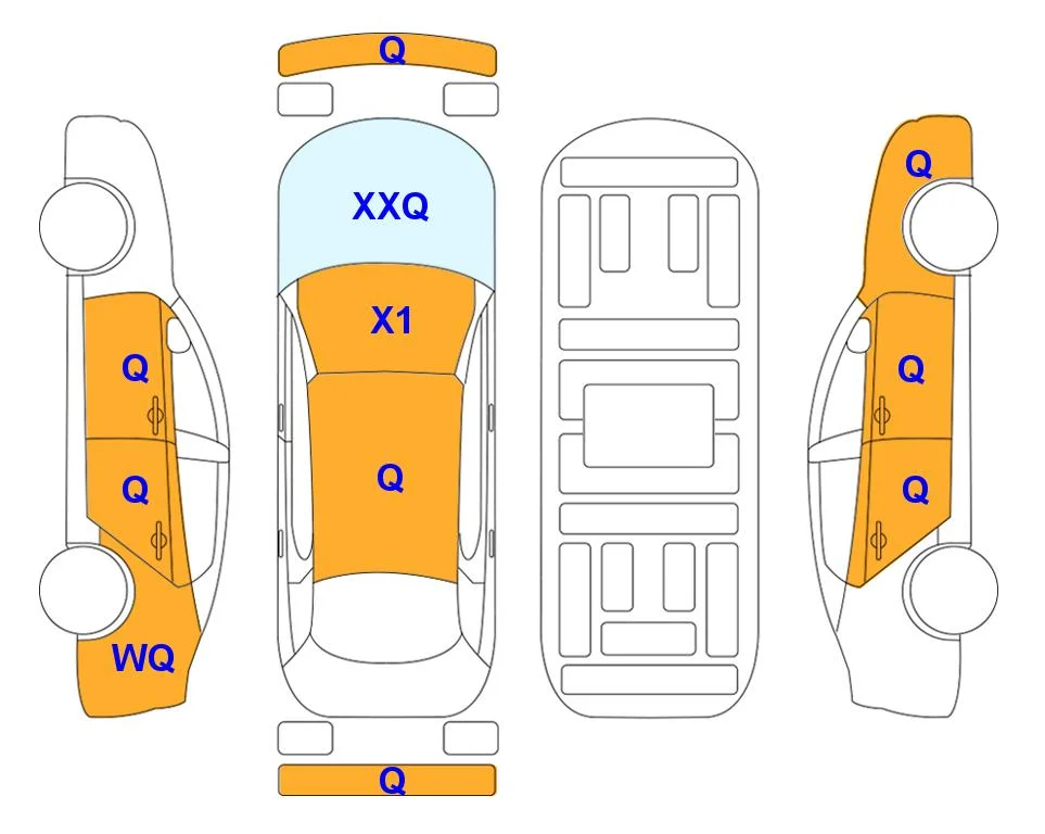 Схема кузова с отметками аукциона Lotte Auto Auction