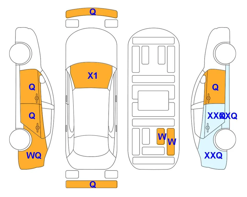 Схема кузова с отметками аукциона Lotte Auto Auction