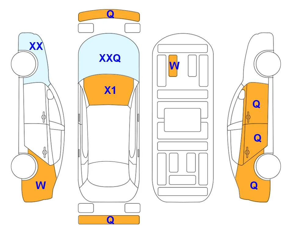 Схема кузова с отметками аукциона Lotte Auto Auction